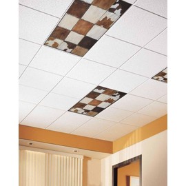 Fluorescent Light Covers - Vintage Farmhouse Cow Texture Magnetic Light Cover for Ceiling, Classic Farm Western Denim Pattern Fluorescent Light Shade Panel for Classroom Office