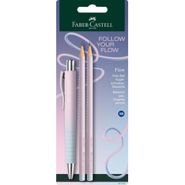 Faber-Castell 241159 - Set da scrittura Blushing Sky, con penna a sfera Poly Ball e 2 matite