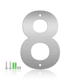 3 Inch Floating House Numbers and Metal Letters for Outdoor Signs, Modern 304 Stainless Steel Silver Address Numbers for Home, Apartment, and Garden Decor (Number 8)