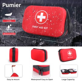 First-Aid-Kit-for-Car-Home-Travel-Camping-Businesses, Compact Waterproof Hard Case, Public Emergency Medical Kits - Perfect for Survival, Vehicle, Boat, Sports, Hiking, Office, Dorm (PUMIER)