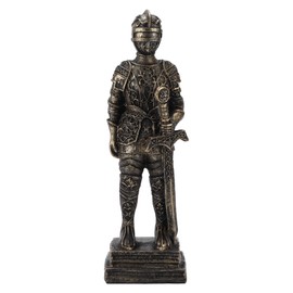 Knight Statue Silver Finishing Cold Cast Resin Midevil Crusader Knight Ornamnet for Home Office Desk Decoration Gift