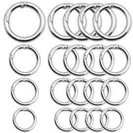 UBERMing Round Carabiner Ring, Pack of 20 Round Spring O-Ring Key Ring DIY Key Ring Accessories, Carabiner 13/17/19/25 mm for Wallets, Crafts, Handbags