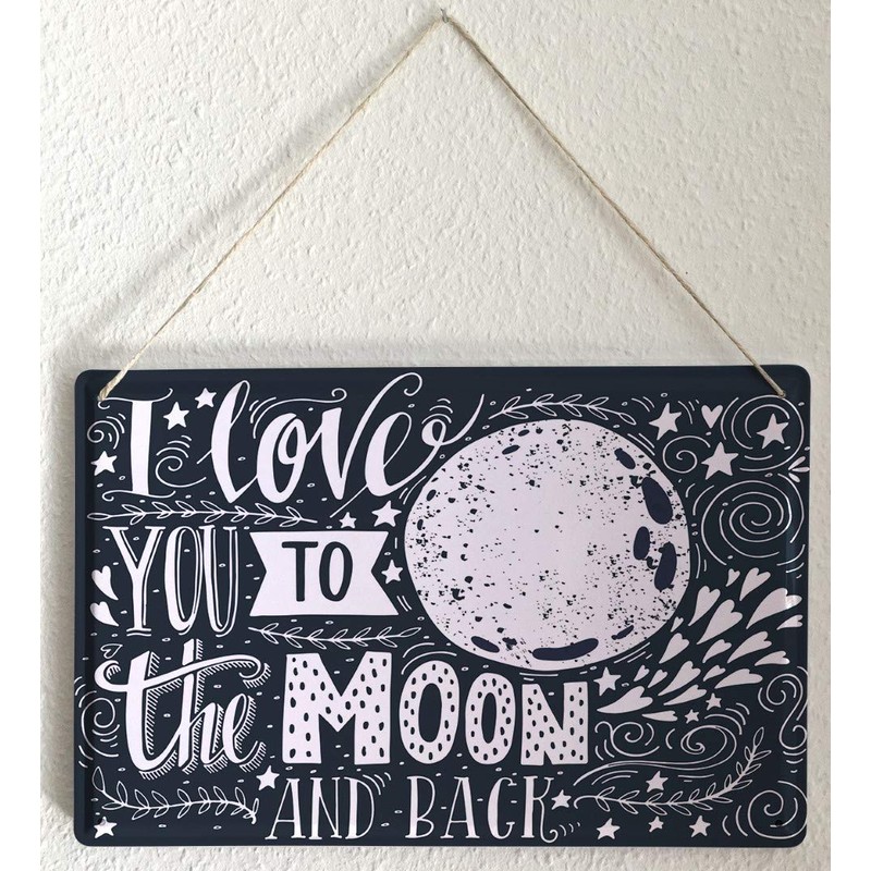 Tin Sign Metal Wall Plaque PosterNostalgic Motif love moon and