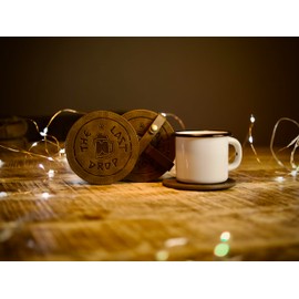 The Last Drop Arcane-Inspired Faux Leather Coasters - Set of 4 Vegan, Vintage Brown Debossed Drink Coasters in Faux Leather Wraps with Brass Accents, for League of Legends Fans