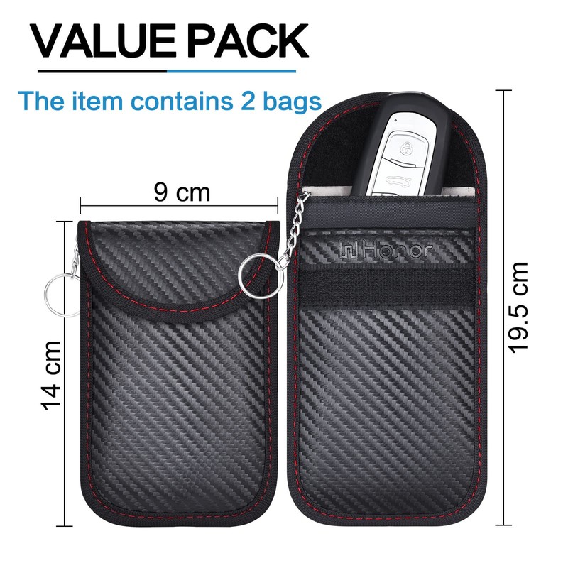 2 Pack Car Key Signal Blocker Pouch, Faraday Pouch, Keyless