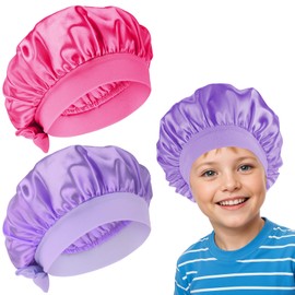 ElevateTech Baby Silk Bonnet, 2 Pcs Bow Baby Satin Bonnet Adjustable Sleeping Cap Breathable Soft Silky Smooth Hair Bonnet Curly Natural Hair Satin Cap for Baby Girl Boys