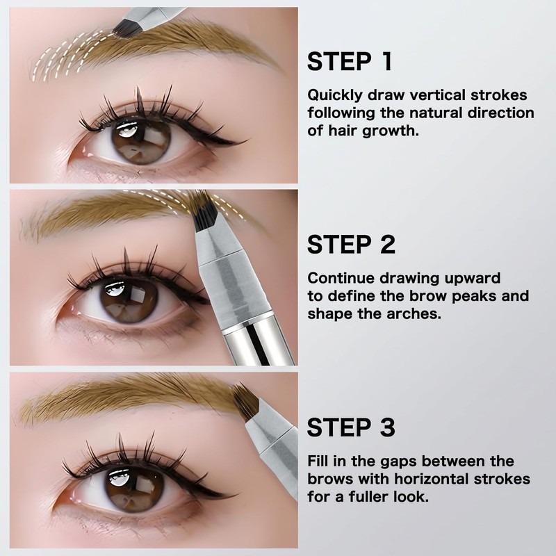 MOTIBACK Eyebrow Pencil, Multi-Fork Brush Tip Eyebrow Pen, Brown Eyebrow