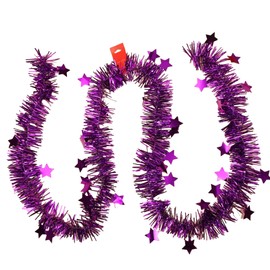 20 m Star Tinsel Garland, Shiny Foil Christmas Tree Garland, Christmas Decoration, Christmas Garland, Hanging Decoration for Wedding, Christmas, New Year's Eve, Birthday Party, Carnival, Fancy Dress