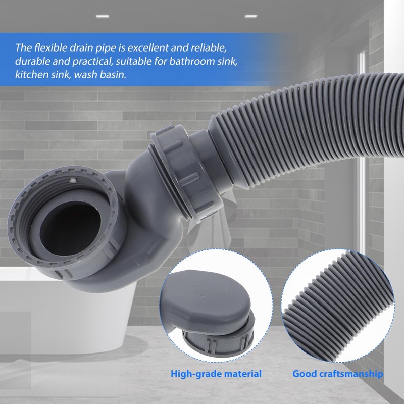 DOITOOL Flexible Tub Drain Low Profile 1 1/2 P Flexible