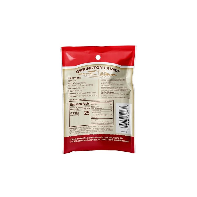 Orrington Farms Slow Cookers Southwest Style Chicken Seasoning, 2.5 Ounce