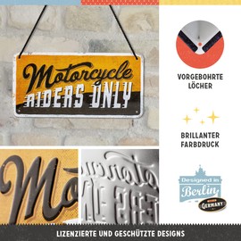 Nostalgic-Art Retro Hanging Sign 10 x 20 cm Motorcycle Riders Only - Gift Idea for Motor Fans Metal Vintage Design Tin Signs Sayings