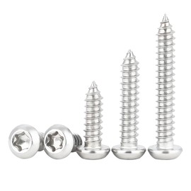 Qrity 50 Pieces M4 x 30 mm Self-Tapping Screw, Torx Flat Head Screws, Stainless Steel Round Head Self-Drilling Screws