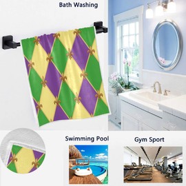 Naanle Mardi Gras Fleur De Lis Pattern Soft Highly Absorbent Guest Large Home Decorative Hand Towels Multipurpose for Bathroom, Hotel, Gym and Spa (16 x 30 Inches)