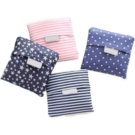 JDYYICZ 4 Pack Foldable Shopping Bags Reusable Eco-Friendly Grocery Tote Bags Shopper Bag Folding into Attached Pouch (Random Color), Multicolor