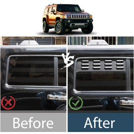 Lcojicep Car Rear Side Window Louvers Exterior Accessories Compatible with Hummer H3 2005-2009， Air Vent Scoop Shades Cover，Aluminum Alloy Window Vents Screens Cover