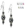 One Pair of Beaded Pewter Earrings with Sterling Silver Earwires