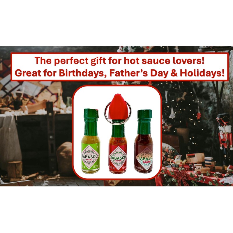 Hot Sauce Keychain with Red Keychain + Mini Tabasco Sauce,