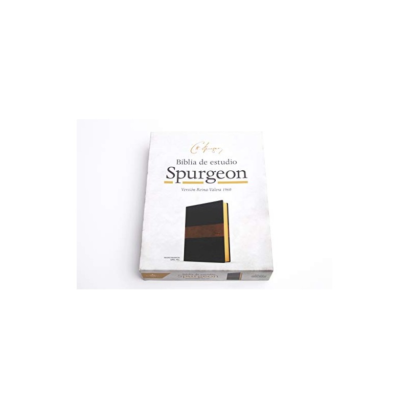 RVR 1960 Biblia de estudio Spurgeon, negro/marrón símil piel