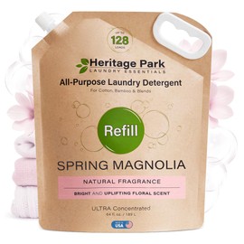 Heritage Park Luxury Laundry Detergent | Dermatologist Tested Plant based Natural & Enzyme Laundry Detergent | Sensitive Skin Friendly - Spring Magnolia (64 fl oz Refill)