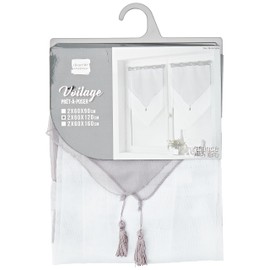 Douceur D'Intérieur – 1362747 – Curtain Pair with Tassel – White/Almond – 2 x 60 / 90 cm