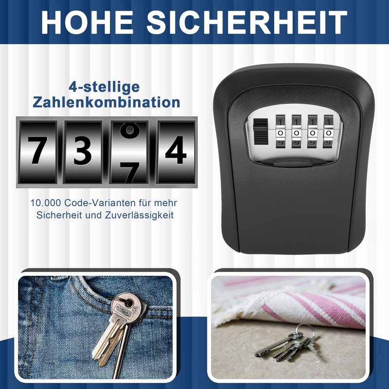 DIYGEEK Key Safe with Code, Outdoor Key Safe with Number