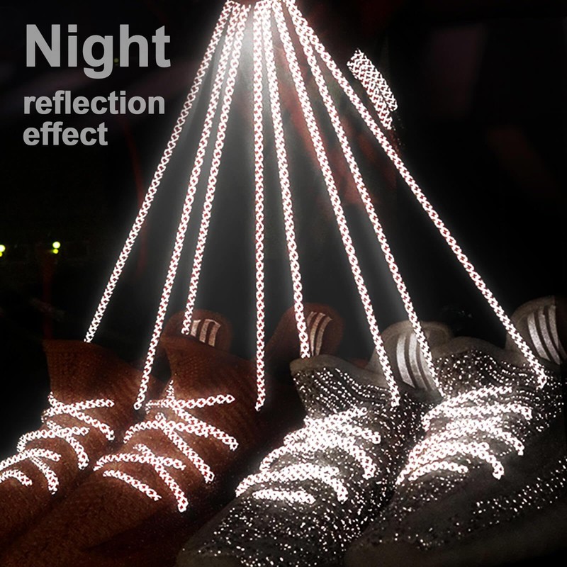 DELELE 2 Pairs 4/25" Thick Round Reflective Shoe Laces Sky