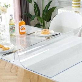 OstepDecor Clear Table Protector, 44 x 70 Inch Clear Table Cover Protector, 1.5mm Thick Table Pad for Dining Room Table, Clear Table Cloth Cover Protector, Plastic Table Cloth for Wooden Table