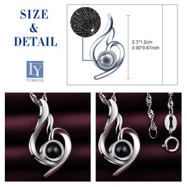 Yumilok Women's Necklace 100 Languages I Love You Wedding 925 Sterling Silver with Pendant Gift for Mum Wife Girlfriend