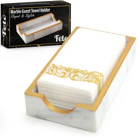 Guest Towel Holder Tray for Bathroom - Marble Tray - Bathroom Hand Towel Tray, Paper Guest Towel Holder, Vanity Tray for Bathroom (Marble Holder)