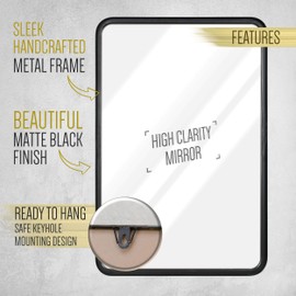 20" x 30" Black Mirror for Wall- Sturdy Metal Black Framed Mirror - Rectangle Mirror with Beautiful Metal Frame for Bathroom, Entryway, Living Room & More! Black Framed Rounded Corner Deep Set Design
