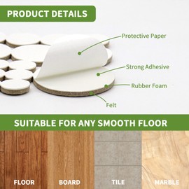 COVERCORNER Felt Furniture Pads for Hardwood Floors 68 PCS, Furniture Pads, Floor Protectors for Hardwood Floors, Felt Pads for Furniture, Round, Beige, Value Pack