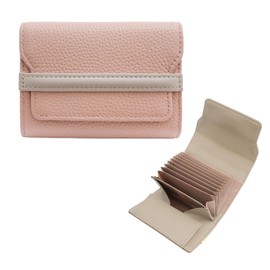 imeetu Mini Wallet, Bellows Style, Genuine Leather, Holds 10 Cards, Bicolor Compact, Lightweight, Prevents Bills from Breaking, Belt Opening, RFID Skimming Prevention, Box Shaped Coin Purse, Small