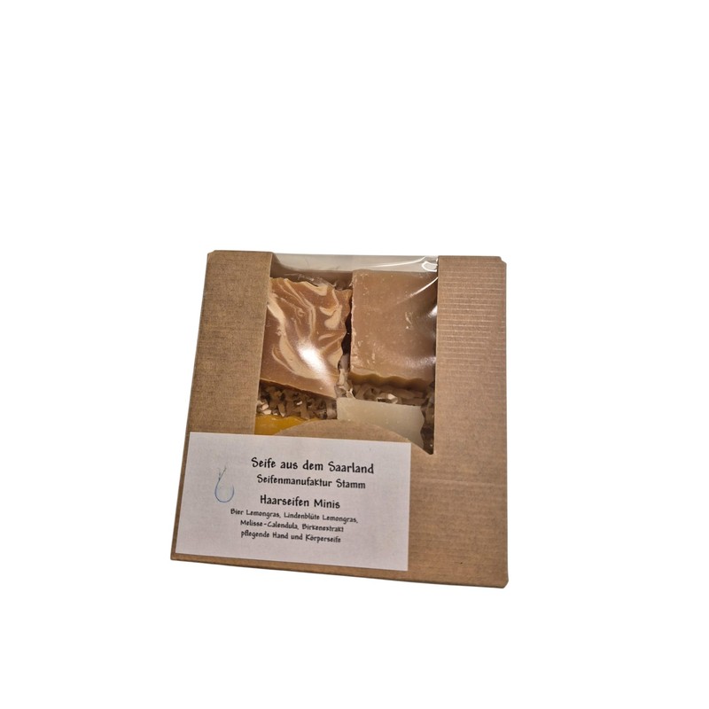NEU*Haar Seifen Minis, ideal als Probe,Bier-Lemongras, Melisse Calendula, Lindenblüte Lemongras,