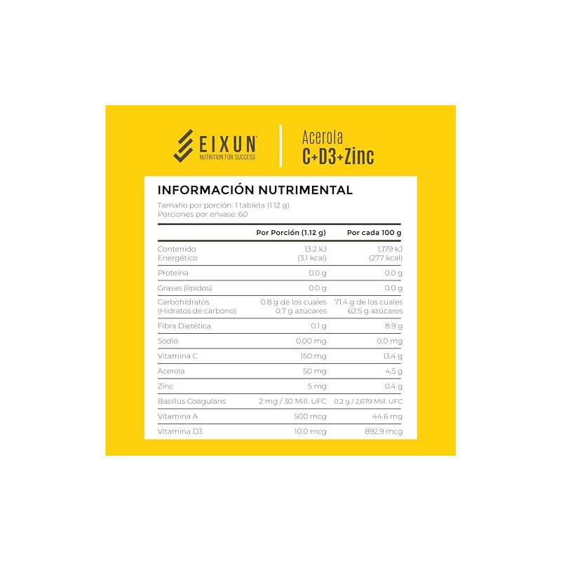 Suplemento Alimenticio Acerola Vitamina Zinc Refuerza Defensas Antioxidante Potente Huesos