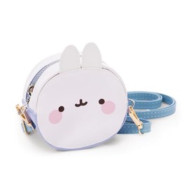NICI 61162 Bag Adjustable Shoulder Strap 10 x 10 x 6 cm White Molang Face and Ears Mini Bag with Zip