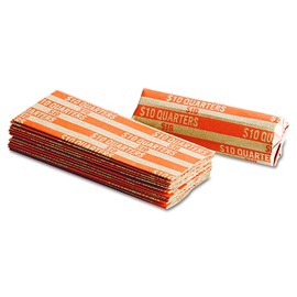 MMF Industries Flat Coin Wrap, 1000 per Box (216020016) , Quarters , Orange