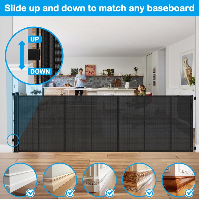 Reinforced 42" Tall X 120" Extra Wide Retractable Baby Gate