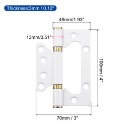 sourcing map 2Pcs 4x3 Inch Door Hinges Non-Mortise No Noise Stainless Steel Bifold Door Hinges with Mounting Screws Plating Surface for Furniture Window, White