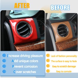 METYOUCAR for Toyota Tundra 2014-2021 Side Air Conditioning Vent Outlet Decoration Cover Trim ABS plastic (Red)