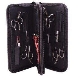 Salon Hair Tools Bag, Stylist Barber Scissors Pouch Bag, Pu Leather Bag - Black