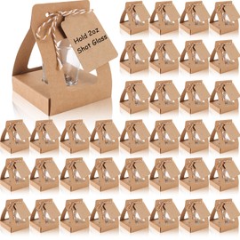 WANGDEFA 50 Pack Shot Glass Box Shot Glass Favor Bags for Wedding Bachelorette Bridal Shower Can Hold 2oz Shot Glass (Shot Glass Not Included) (50)
