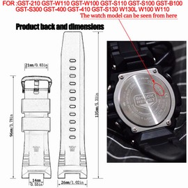 MCXGL Resin Replacement strap Compatible with Casio GST-210 GST-B100 GST-W110 GST-W100 GST-S110 GST-S100 GST-S300 Watch band