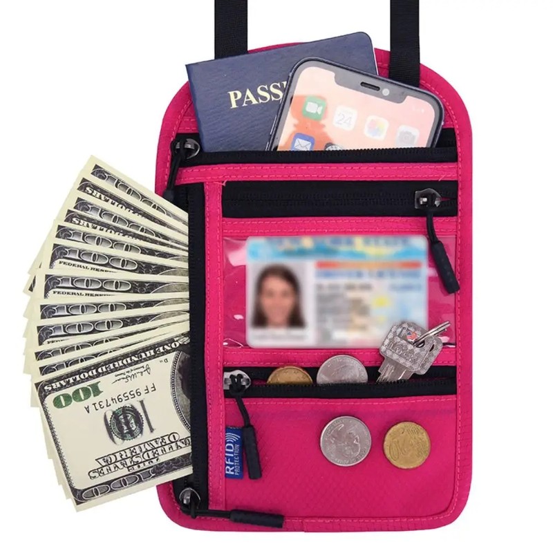 RFID Blocking Travel Neck Wallet for Passports – Lightweight Hidden