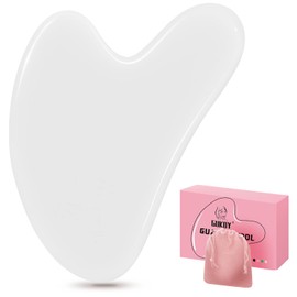 Gua Sha Stones Face Jade Guasha Board Massage Tool Heart Shape Jade for Face, Eyes, Neck for Skin Care, Beauty and Relaxation of Body Muscles (White)
