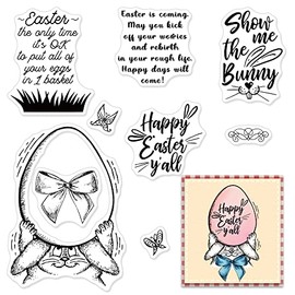 Easter Egg Clear Stamps for Card Making Decoration and Scrapbooking Supplies, Easter Blessing Words with Sentiment Transparent Rubber Stamps for Paper Card Photo Album Crafting Supplies