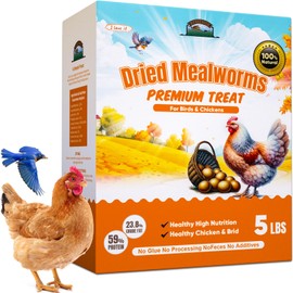 5LB Meal Worms for Wild Birds & Chickens Treats Bulk - Non GMO High Calcium Dried Mealworms for Birds, Turkeys, Duck Food - High Protein Chicken Worms for Laying Hens, Pure Natural Chicken Grubs