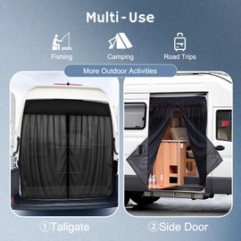 Magnetic Van Bug Screen for Side Doors & Tailgate, 82.7''x74.8'', Compatibile with Mercedes Sprinter, Ford Transit, RAM ProMaster, Breathable, Privacy & Ventilation, Easy Install with Storage Bag