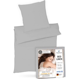 Bed linen 135 x 200 cm, 100% cotton with zip, 2-piece set made of renforcé, duvet cover 135 x 200 cm, pillowcase 80 x 80 cm, Oekotex certified, bed linen set washable at 60 degrees