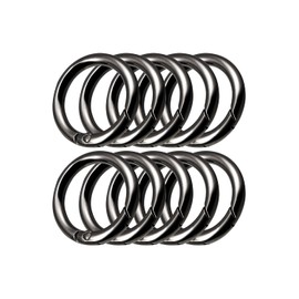 JMARS Round Carabiner Keychain Keyring Set of 10 (Black)