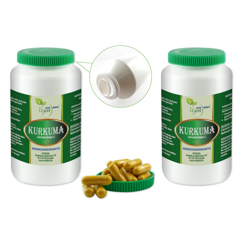 VITAIDEAL Vegan® Turmeric Root (Curcuma) 2 x 360 Vegetable Capsules